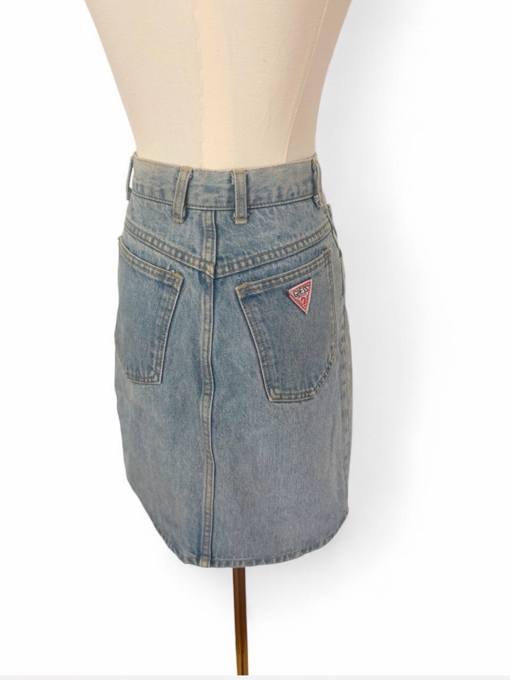 Guess Denim Mini Skirt in Light Blue with Back Pockets
